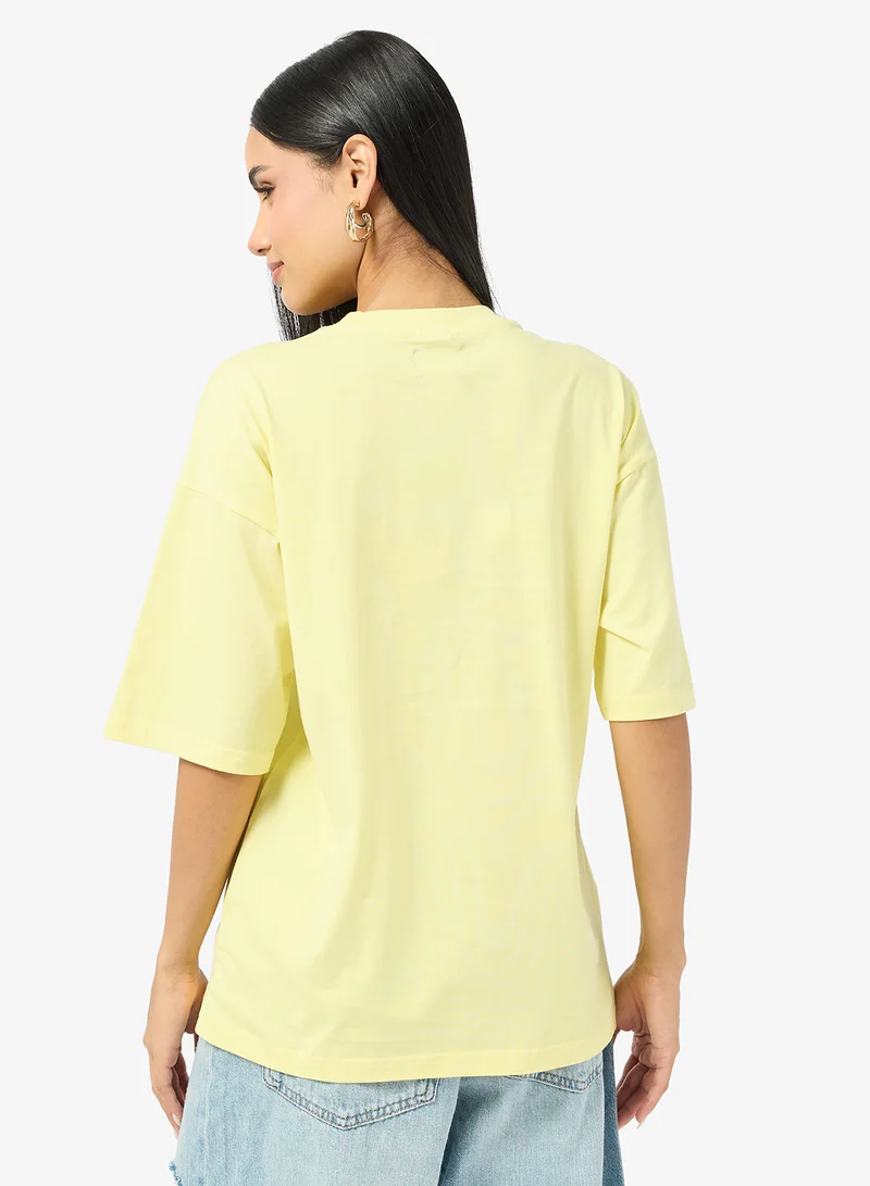 جينجر Cotton Oversize Travel Graphic T-shirt